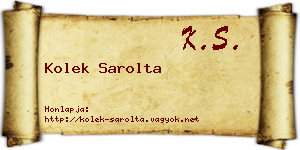 Kolek Sarolta névjegykártya